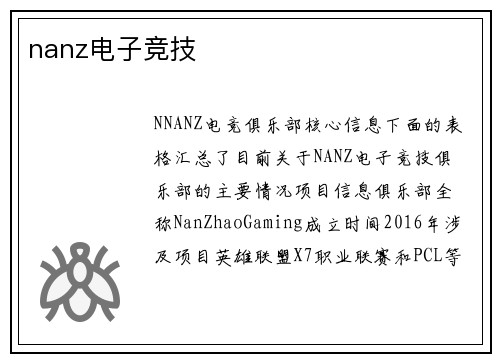 nanz电子竞技